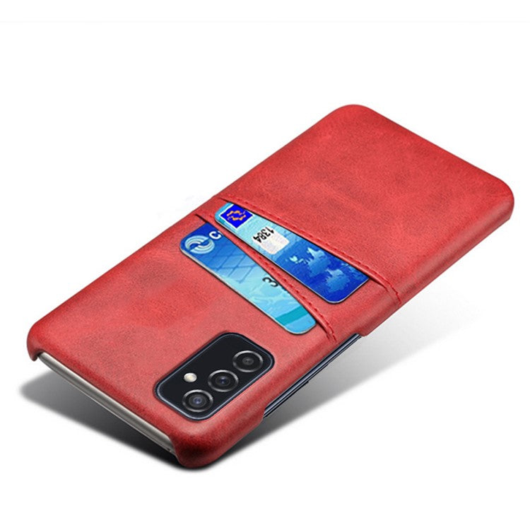 KSQ Premium PU Leather + PC Anti-Scratch Hard Case with Dual Card Slots for Samsung Galaxy M52 5G - Red
