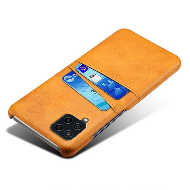 KSQ Two Card Slots Design Durable PU Leather Coated PC Phone Case Phone Cover for Samsung Galaxy F22 / M22 4G / M32 4G (Global Version) - Orange