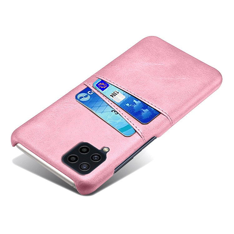 KSQ Two Card Slots Design Durable PU Leather Coated PC Phone Case Phone Cover for Samsung Galaxy F22 / M22 4G / M32 4G (Global Version) - Rose Gold