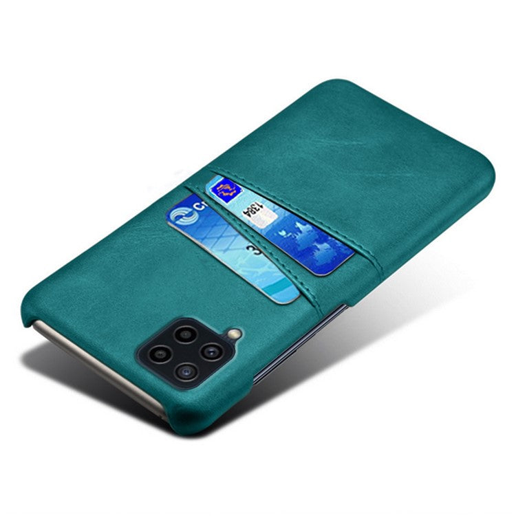 KSQ Two Card Slots Design Durable PU Leather Coated PC Phone Case Phone Cover for Samsung Galaxy F22 / M22 4G / M32 4G (Global Version) - Green