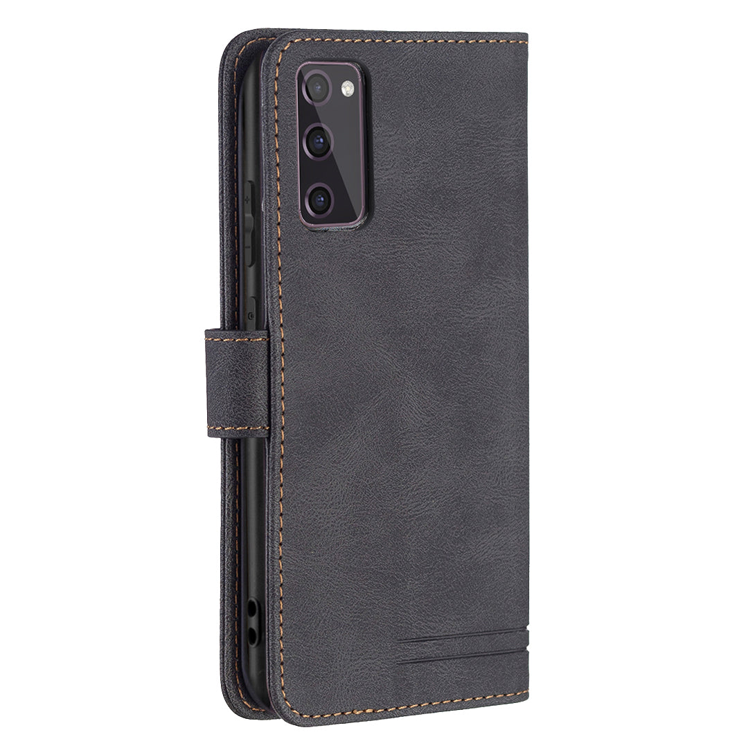 BINFEN COLOR BF09 Wallet Stand Design RFID Blocking Anti-swiping Leather Phone Case Cover for Samsung Galaxy S20 FE/S20 FE 5G/S20 Lite/S20 FE 2022 - Black