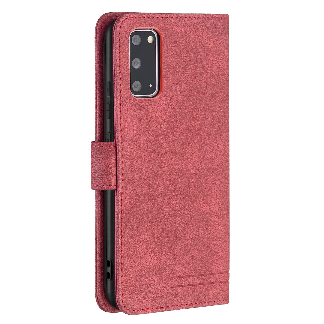 BINFEN COLOR BF09 RFID Blocking Anti-swiping Full Protection Leather Phone Wallet Case Stand Cover for Samsung Galaxy S20 4G/S20 5G - Red