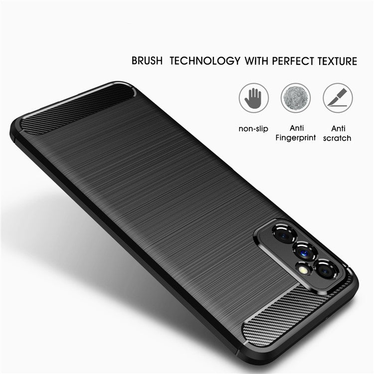 Carbon Fiber Brushed Texture Anti-Scratch Shockproof Soft TPU Non-Slip Phone Cover for Samsung Galaxy M52 5G - Black