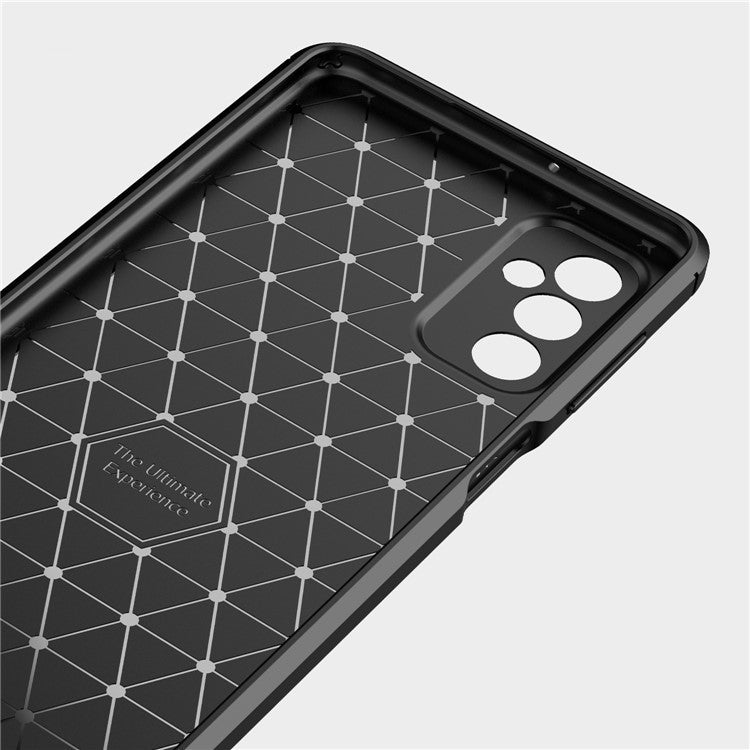 Carbon Fiber Brushed Texture Anti-Scratch Shockproof Soft TPU Non-Slip Phone Cover for Samsung Galaxy M52 5G - Black
