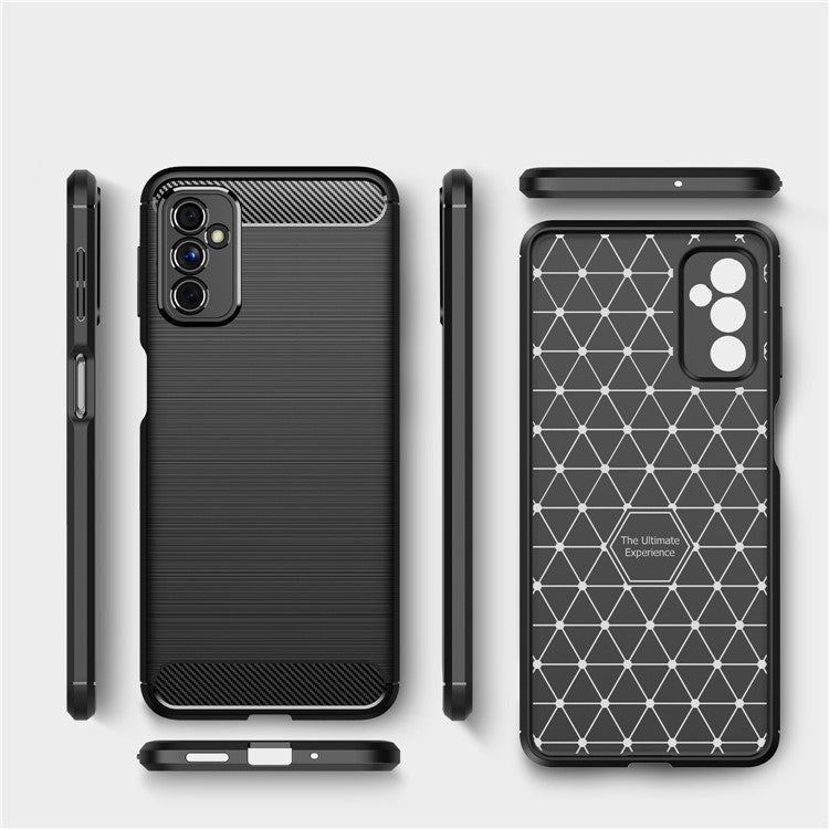 Carbon Fiber Brushed Texture Anti-Scratch Shockproof Soft TPU Non-Slip Phone Cover for Samsung Galaxy M52 5G - Black