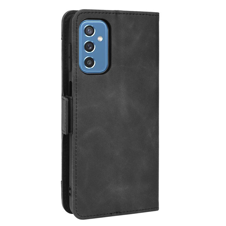 Ultra-thin Phone Case Multiple Card Slot Design TPU+PU Leather Wallet Cover Protector for Samsung Galaxy M52 5G - Black