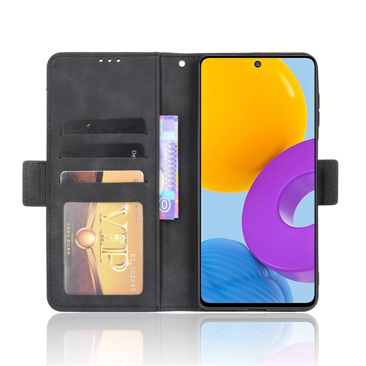 Ultra-thin Phone Case Multiple Card Slot Design TPU+PU Leather Wallet Cover Protector for Samsung Galaxy M52 5G - Black