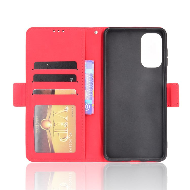 Ultra-thin Phone Case Multiple Card Slot Design TPU+PU Leather Wallet Cover Protector for Samsung Galaxy M52 5G - Red