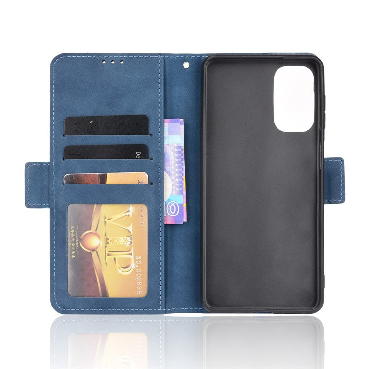 Ultra-thin Phone Case Multiple Card Slot Design TPU+PU Leather Wallet Cover Protector for Samsung Galaxy M52 5G - Blue