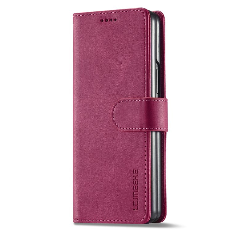 LC.IMEEKE Magnetic Clasp Stand Wallet PU Leather Folding Phone Case for Samsung Galaxy Z Fold3 5G - Rose