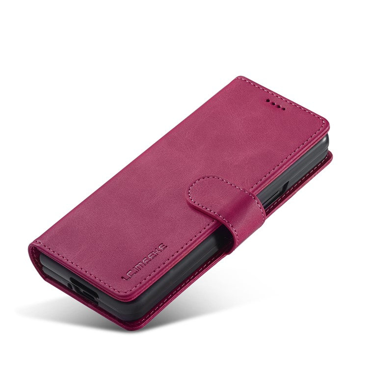 LC.IMEEKE Magnetic Clasp Stand Wallet PU Leather Folding Phone Case for Samsung Galaxy Z Fold3 5G - Rose