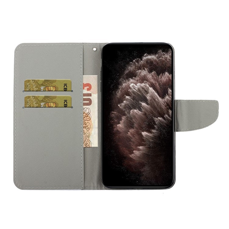Cross Texture Pattern Printing All-round Protection Leather Phone Case Stand Wallet Shell with Hand Strap for Samsung Galaxy S22+ 5G - Purple Butterfly