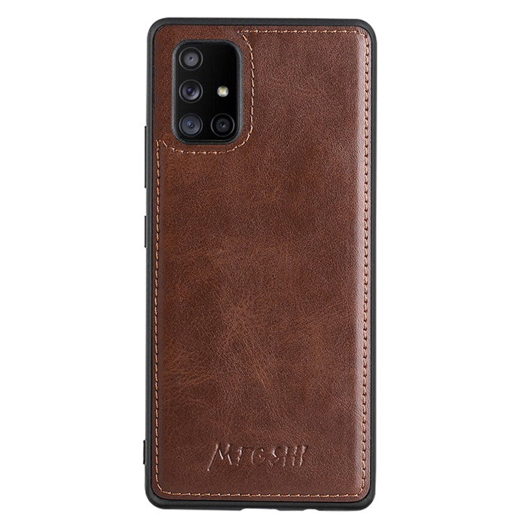 MEGSHI 020 Series Magnetic Absorption Wallet Anti-fall Detachable Design PU Leather TPU Case Shell with Long Strap for Samsung Galaxy A71 5G SM-A716 - Brown