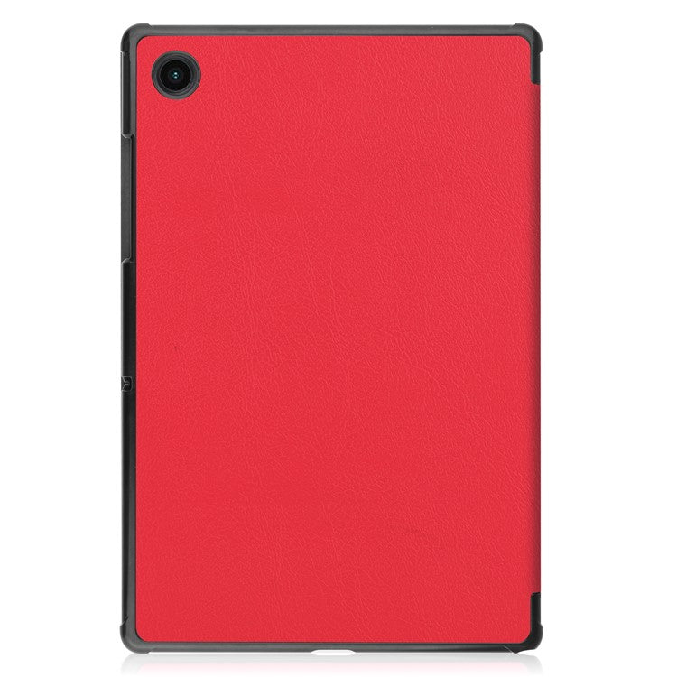 For Samsung Galaxy Tab A8 10.5 (2021) / A8 10.5 (2022) Trifold Stand PU Leather Hard PC Inner Shockproof Protective Tablet Cover - Red