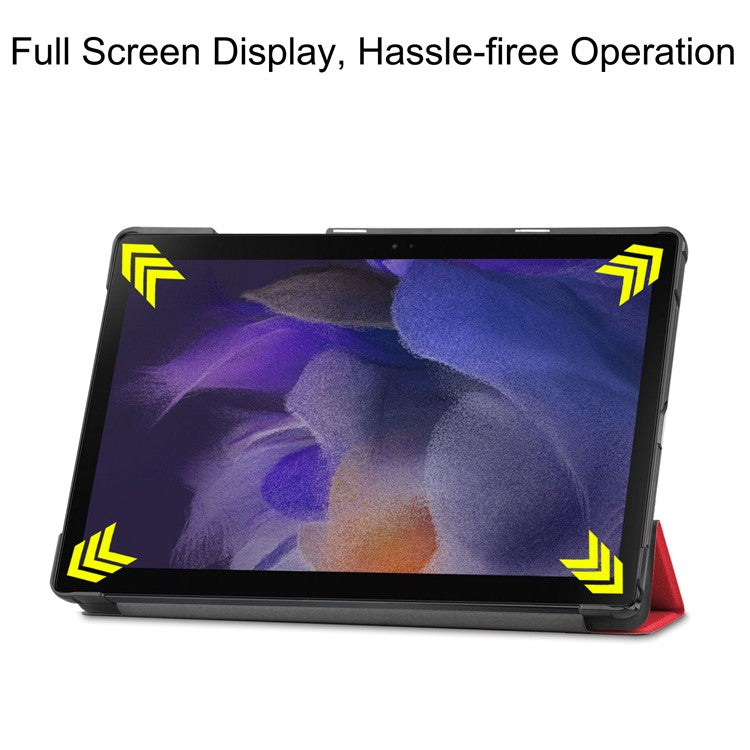 For Samsung Galaxy Tab A8 10.5 (2021) / A8 10.5 (2022) Trifold Stand PU Leather Hard PC Inner Shockproof Protective Tablet Cover - Red