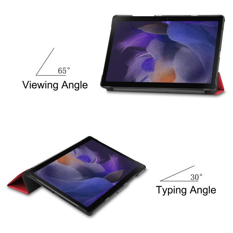 For Samsung Galaxy Tab A8 10.5 (2021) / A8 10.5 (2022) Trifold Stand PU Leather Hard PC Inner Shockproof Protective Tablet Cover - Red