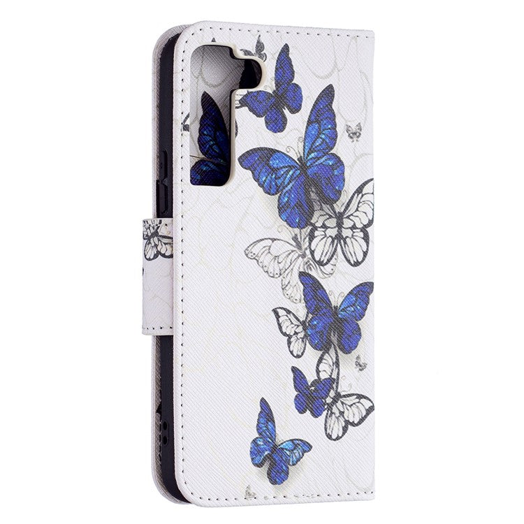 Pattern Printing PU Leather Flip Case Stand Magnetic Closure Protective Wallet Phone Cover for Samsung Galaxy S22 5G - Butterflies