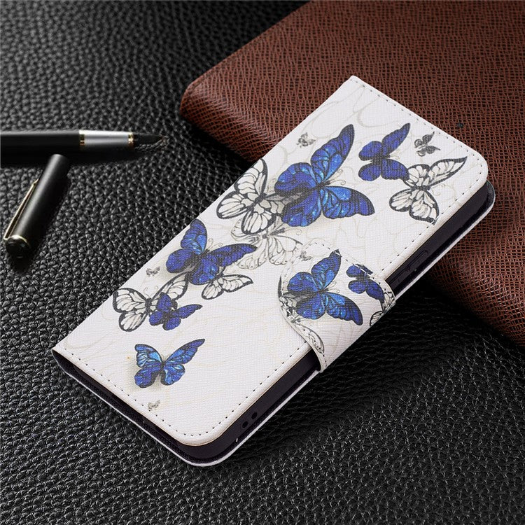 Pattern Printing PU Leather Flip Case Stand Magnetic Closure Protective Wallet Phone Cover for Samsung Galaxy S22 5G - Butterflies