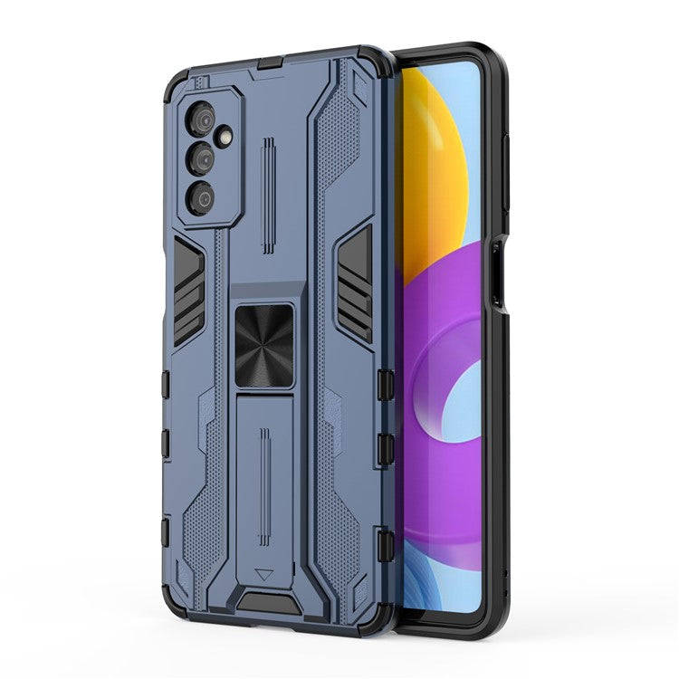 Hard PC + Soft TPU Hybrid Case Mobile Phone Cover with Kickstand for Samsung Galaxy M52 5G - Blue