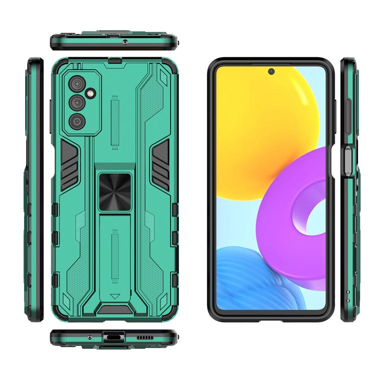 Hard PC + Soft TPU Hybrid Case Mobile Phone Cover with Kickstand for Samsung Galaxy M52 5G - Green