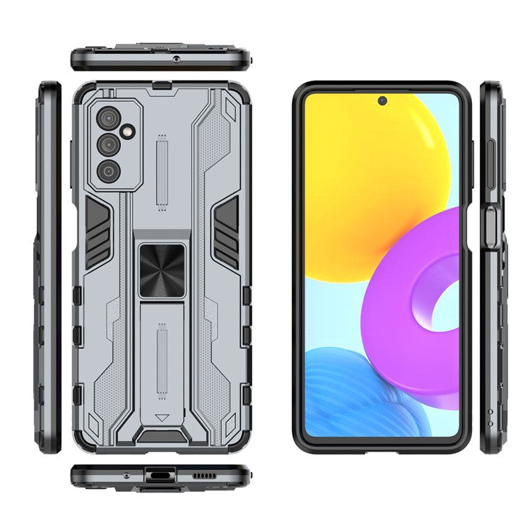 Hard PC + Soft TPU Hybrid Case Mobile Phone Cover with Kickstand for Samsung Galaxy M52 5G - Grey