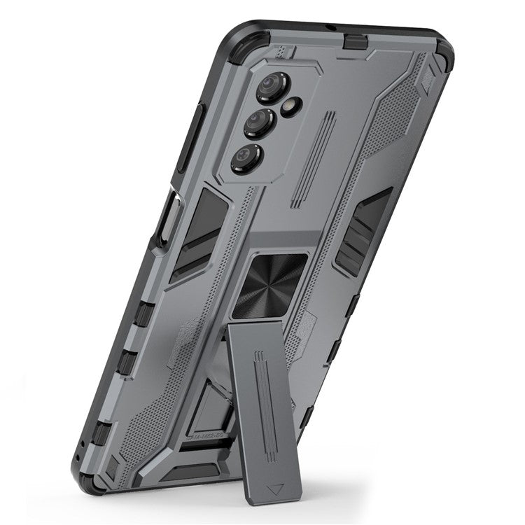 Hard PC + Soft TPU Hybrid Case Mobile Phone Cover with Kickstand for Samsung Galaxy M52 5G - Grey