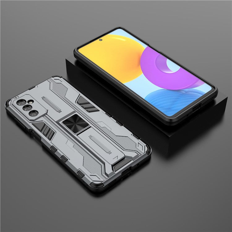 Hard PC + Soft TPU Hybrid Case Mobile Phone Cover with Kickstand for Samsung Galaxy M52 5G - Grey