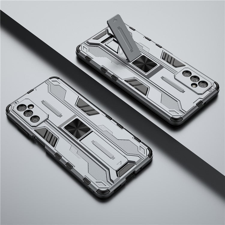 Hard PC + Soft TPU Hybrid Case Mobile Phone Cover with Kickstand for Samsung Galaxy M52 5G - Grey