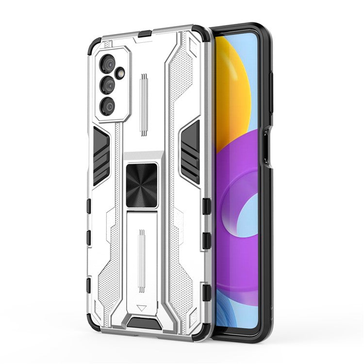 Hard PC + Soft TPU Hybrid Case Mobile Phone Cover with Kickstand for Samsung Galaxy M52 5G - Silver