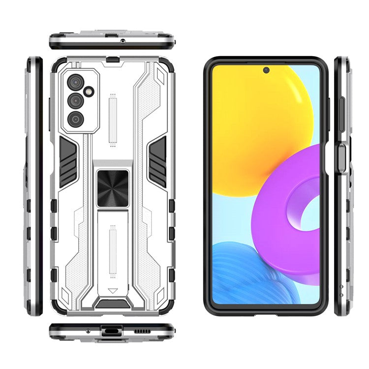 Hard PC + Soft TPU Hybrid Case Mobile Phone Cover with Kickstand for Samsung Galaxy M52 5G - Silver