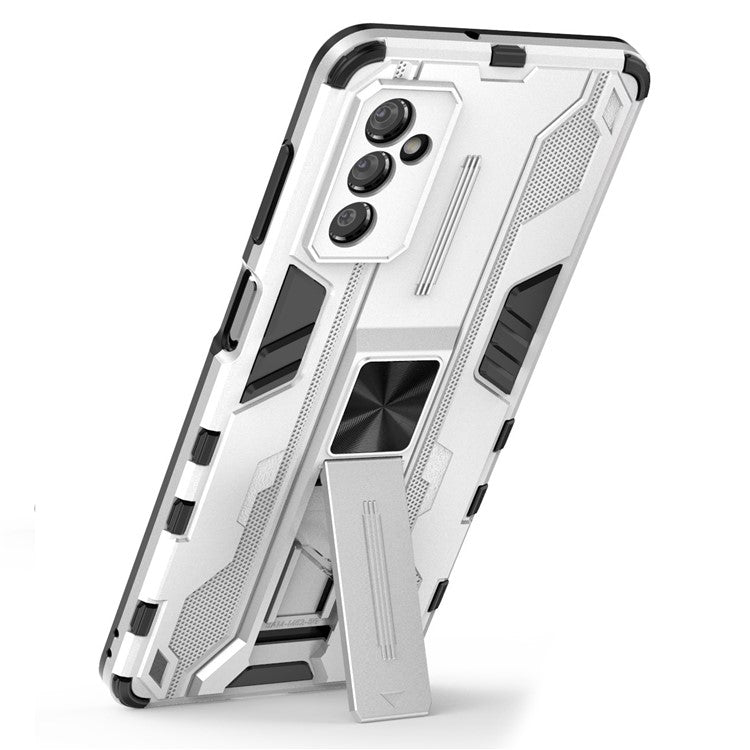 Hard PC + Soft TPU Hybrid Case Mobile Phone Cover with Kickstand for Samsung Galaxy M52 5G - Silver