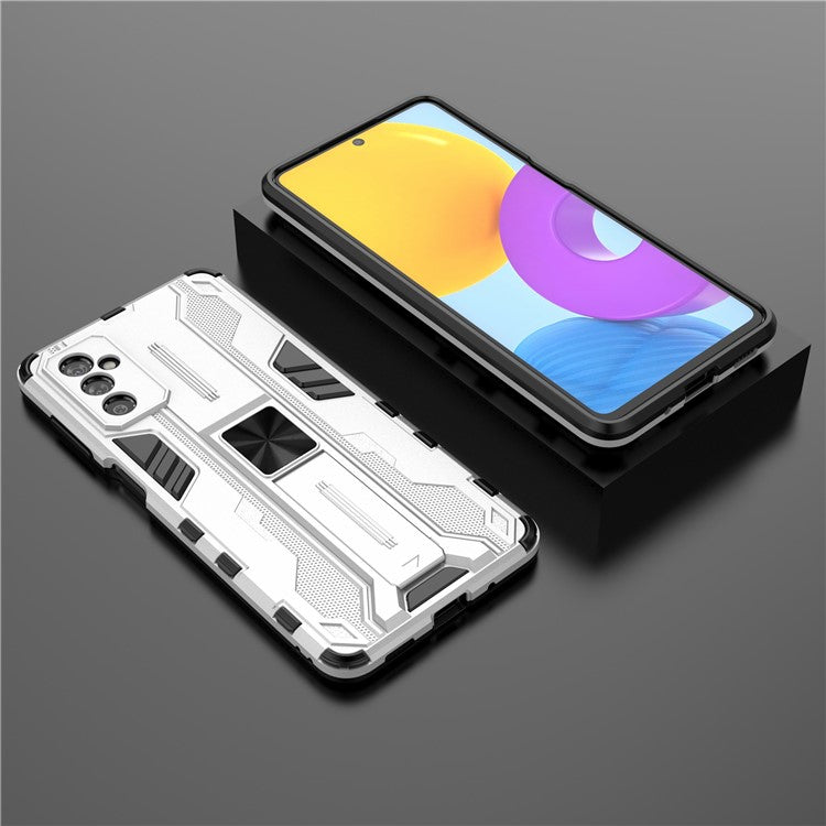 Hard PC + Soft TPU Hybrid Case Mobile Phone Cover with Kickstand for Samsung Galaxy M52 5G - Silver