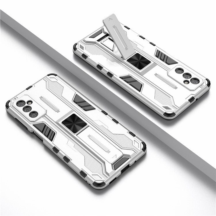 Hard PC + Soft TPU Hybrid Case Mobile Phone Cover with Kickstand for Samsung Galaxy M52 5G - Silver