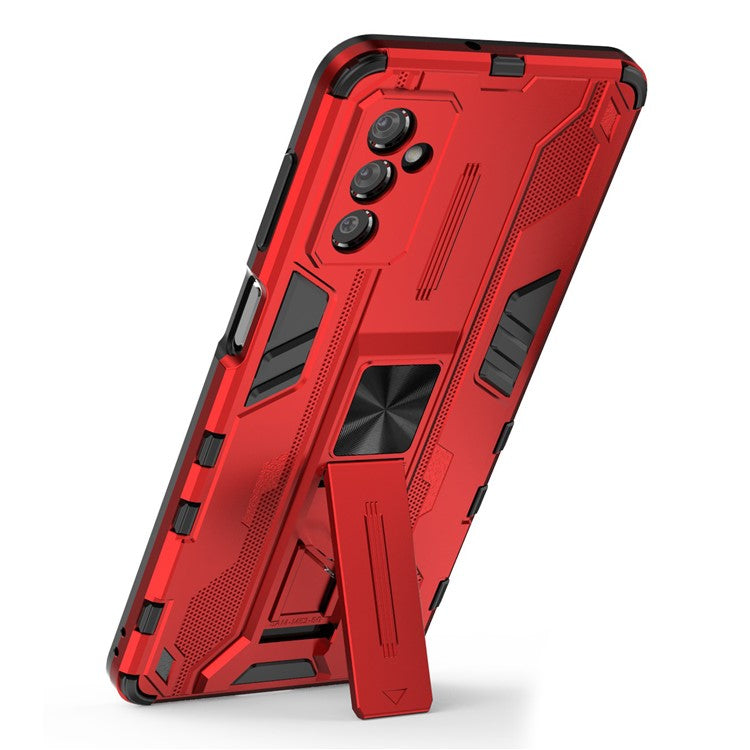 Hard PC + Soft TPU Hybrid Case Mobile Phone Cover with Kickstand for Samsung Galaxy M52 5G - Red
