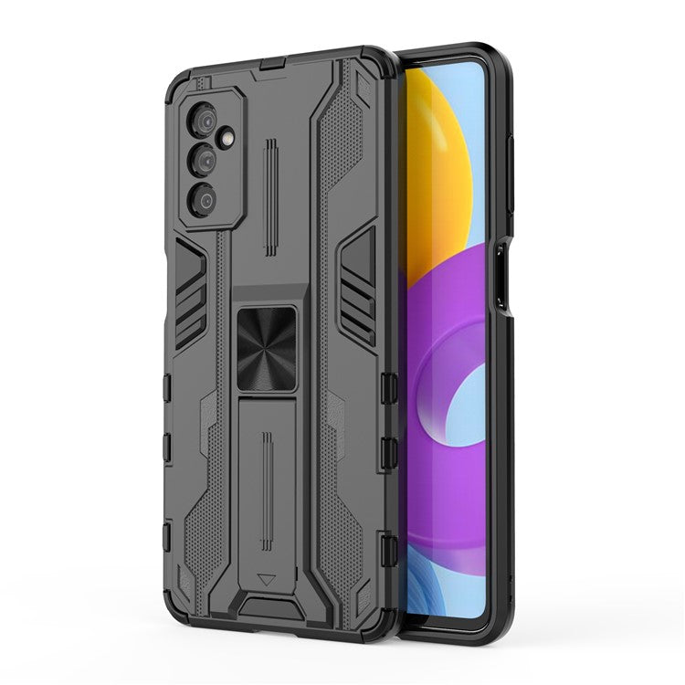 Hard PC + Soft TPU Hybrid Case Mobile Phone Cover with Kickstand for Samsung Galaxy M52 5G - Black