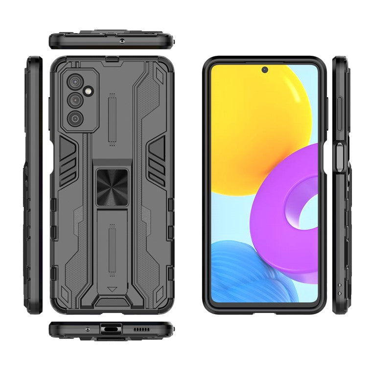 Hard PC + Soft TPU Hybrid Case Mobile Phone Cover with Kickstand for Samsung Galaxy M52 5G - Black