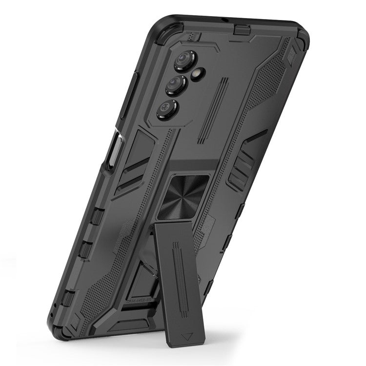 Hard PC + Soft TPU Hybrid Case Mobile Phone Cover with Kickstand for Samsung Galaxy M52 5G - Black