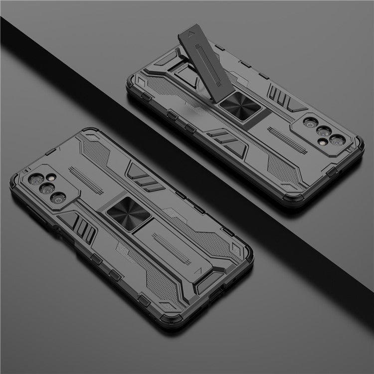 Hard PC + Soft TPU Hybrid Case Mobile Phone Cover with Kickstand for Samsung Galaxy M52 5G - Black