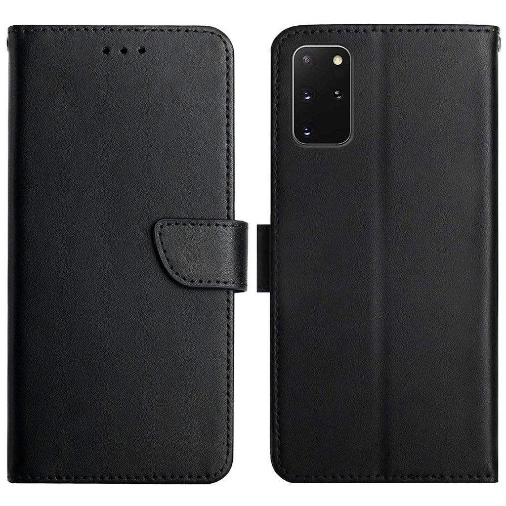 Magnetic Clasp Nappa Texture Case Wallet Genuine Leather Cover with Stand for Samsung Galaxy S20 Plus 4G/5G - Black