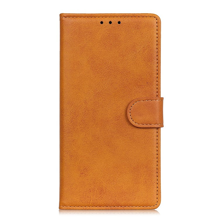 Folio Flip Stand PU Leather Wallet Shockproof TPU Inner Shell Protective Cover for Samsung Galaxy A53 5G - Brown