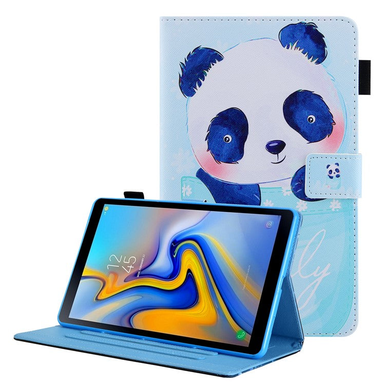 Pattern Printing Card Slots PU Leather Tablet Case for Samsung Galaxy Tab A8 10.5 (2021) SM-X200 X205 / A8 10.5 (2022) - Cup and Panda