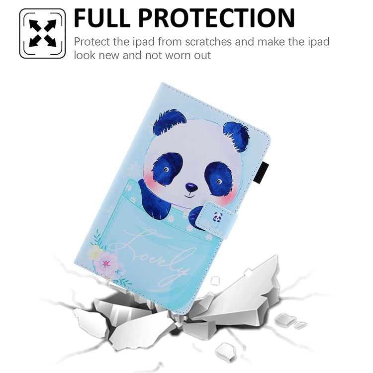 Pattern Printing Card Slots PU Leather Tablet Case for Samsung Galaxy Tab A8 10.5 (2021) SM-X200 X205 / A8 10.5 (2022) - Cup and Panda