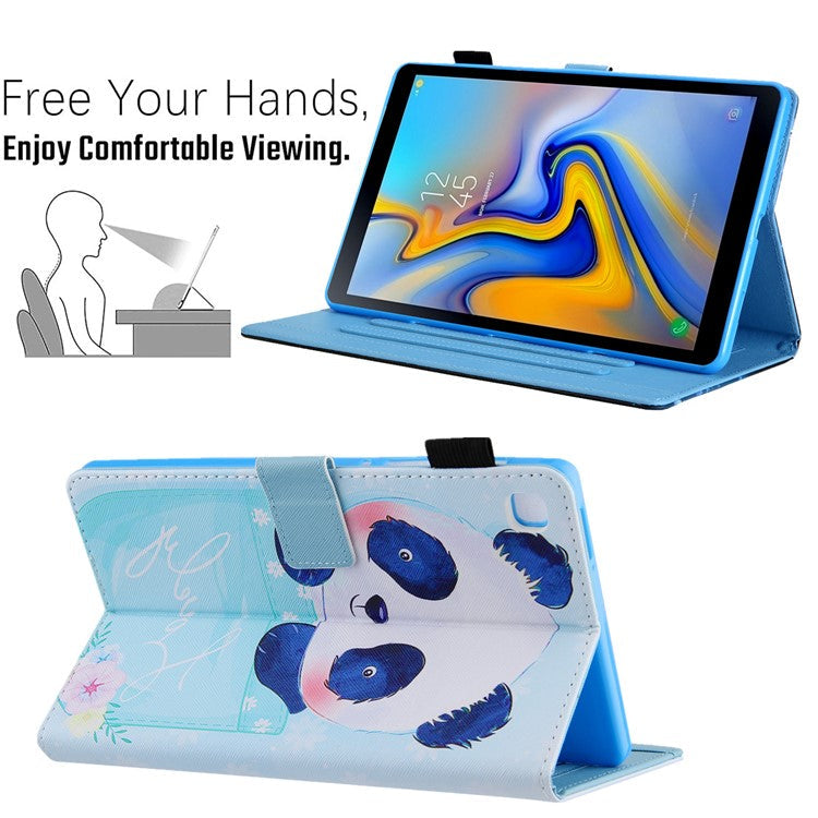 Pattern Printing Card Slots PU Leather Tablet Case for Samsung Galaxy Tab A8 10.5 (2021) SM-X200 X205 / A8 10.5 (2022) - Cup and Panda