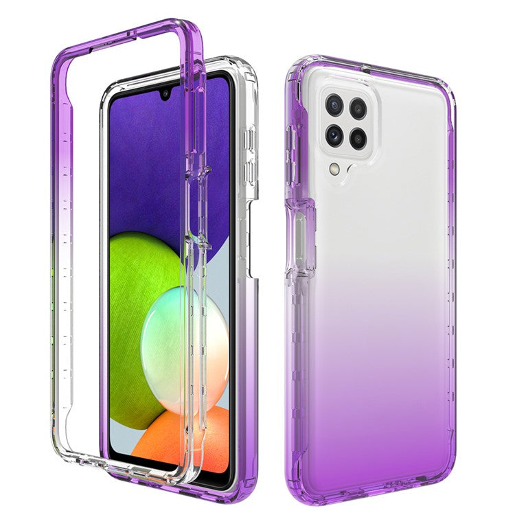 Gradient Color Design Drop-proof Transparent TPU + PC Detachable Phone Shell Case for Samsung Galaxy A22 4G (EU Version) - Purple