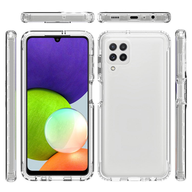 Gradient Color Design Drop-proof Transparent TPU + PC Detachable Phone Shell Case for Samsung Galaxy A22 4G (EU Version) - Purple