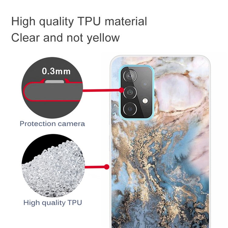 Soft TPU Design IMD Marble Pattern Protective Phone Case for Samsung Galaxy A53 5G - Style T