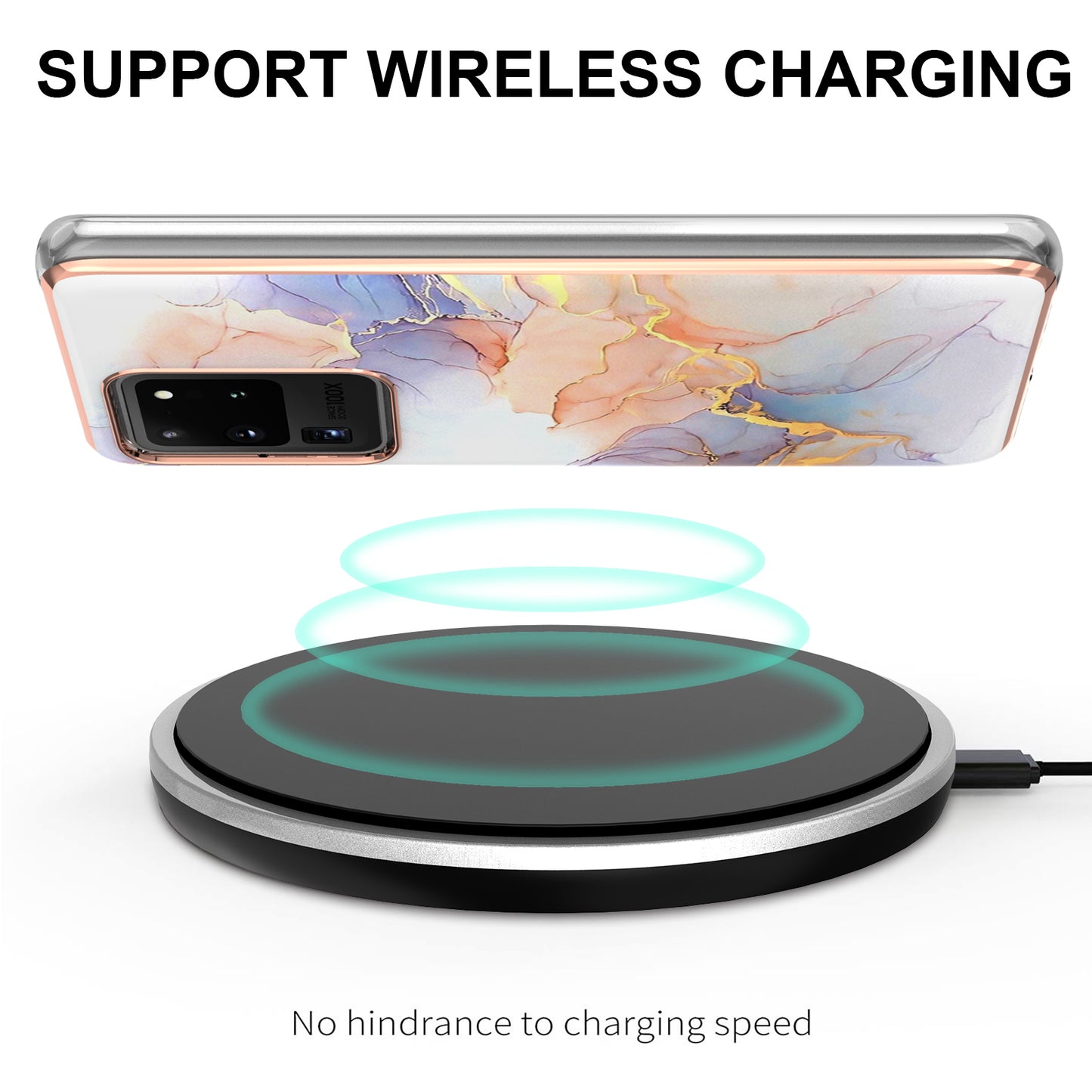 Light Slim Marble Design Electroplating Skin Touch IMD IML Soft TPU Phone Case Cover for Samsung Galaxy S20 Ultra - Milky Way Marble White