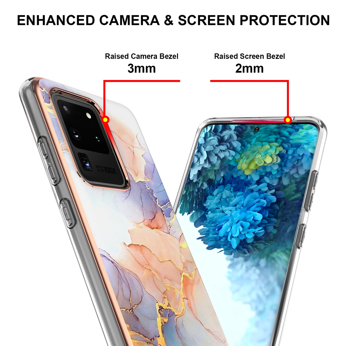 Light Slim Marble Design Electroplating Skin Touch IMD IML Soft TPU Phone Case Cover for Samsung Galaxy S20 Ultra - Milky Way Marble White