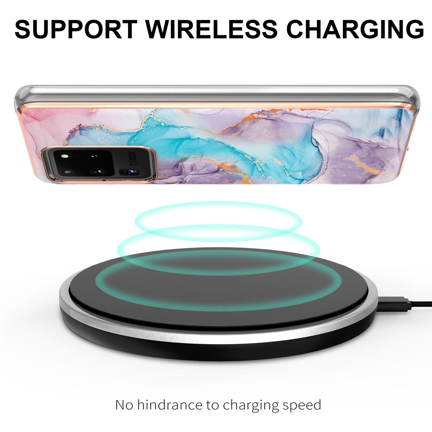 Light Slim Marble Design Electroplating Skin Touch IMD IML Soft TPU Phone Case Cover for Samsung Galaxy S20 Ultra - Milky Way Marble Blue