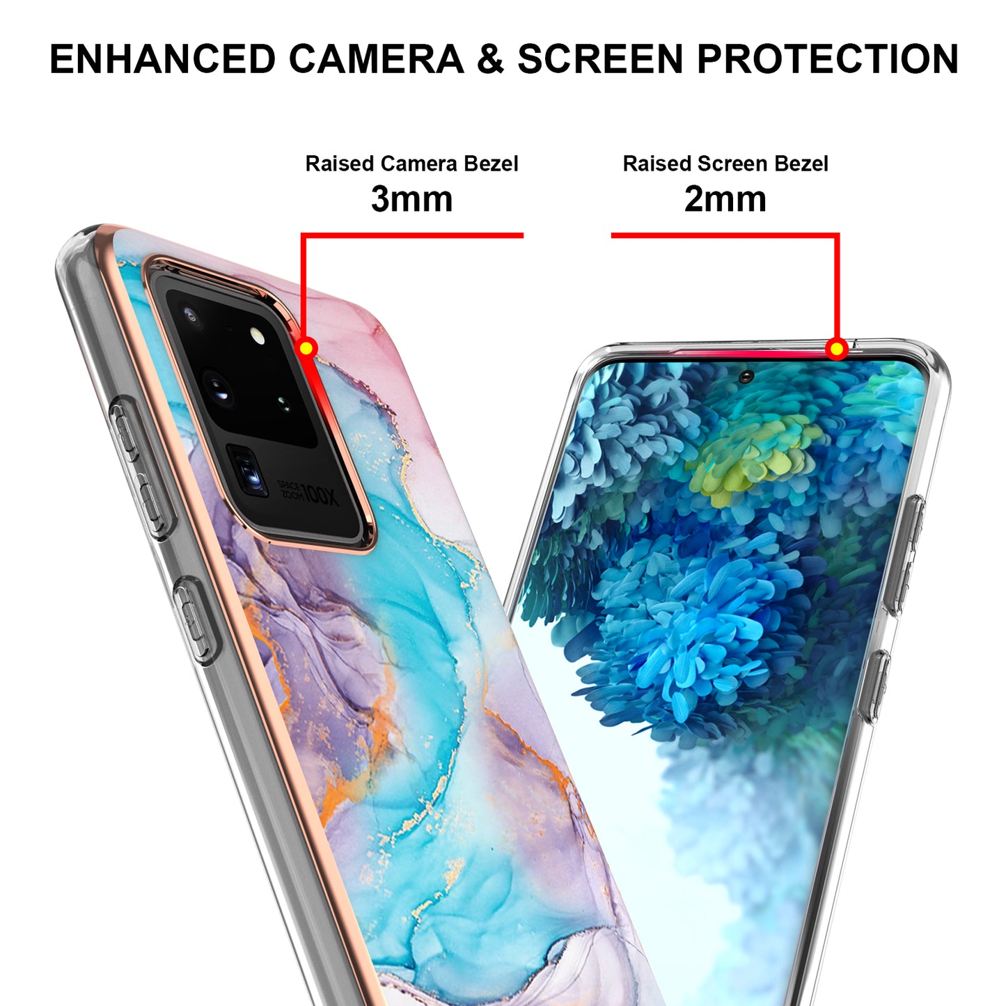 Light Slim Marble Design Electroplating Skin Touch IMD IML Soft TPU Phone Case Cover for Samsung Galaxy S20 Ultra - Milky Way Marble Blue